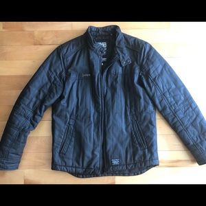 Quilted black shirt jacket by Jack & Jones for men